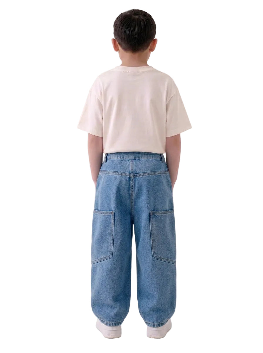 Boy's Wide-Leg Cargo Jeans