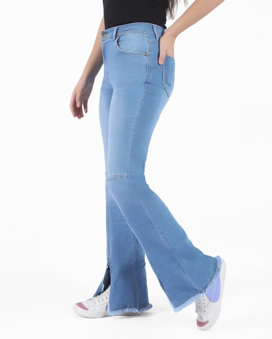 Cut down leg women jeans pants