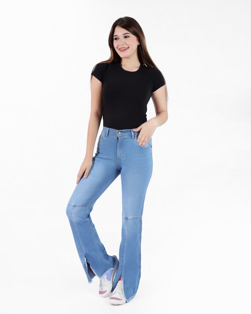 Cut down leg women jeans pants